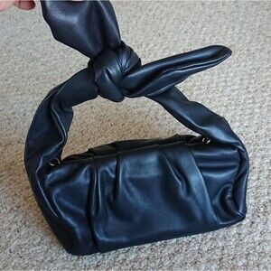Elegant Black Knot Handle Bag with shoulder strap